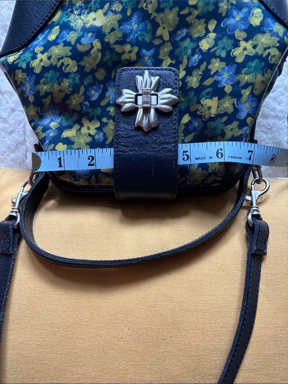 Patricia Nash Blue Floral Crossbody Bag with Yellow Accents - Picture 10 of 12